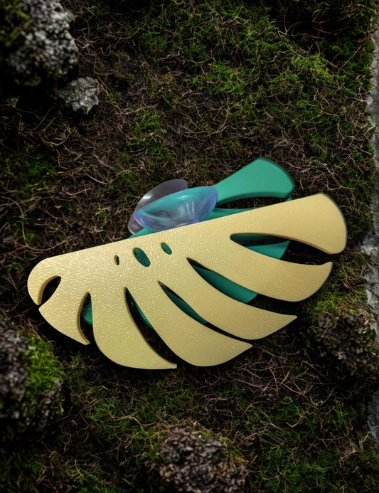 Monstera Leaf Betta Bench – Fish Safe PETG Aquarium Hammock & Resting Spot – Suction Cup Mount